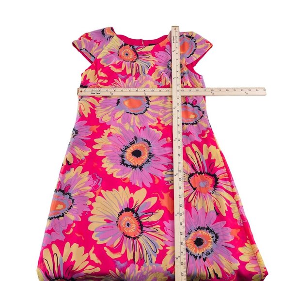 Chris McLaughlin Floral Shift Dress Pink & Multicolor Size 4 Big Flower Print Mi - Picture 4 of 5